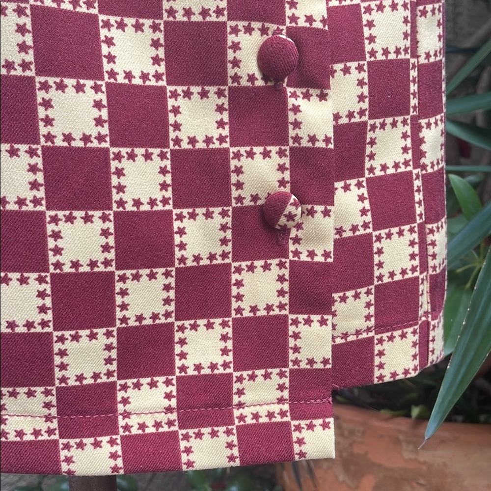 Urban Outfitters Checkered Burgundy and Cream Skirt - Picture 9 of 14